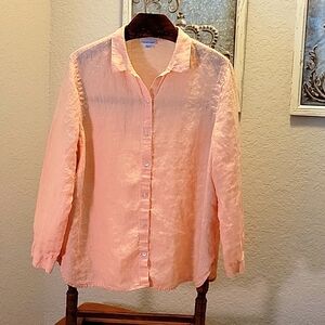 J. Jill Love Linen Long Sleeved Peach Linen Shirt Size XL